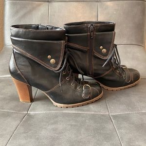 Ruff Hewn Black Boots with buckle and zipper detailing - Sz 8.5m